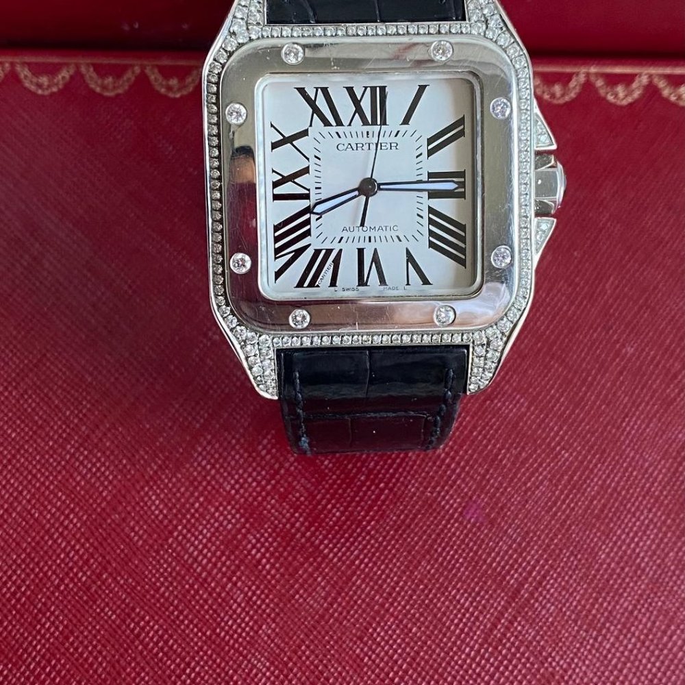 Cartier Men's Santos 100 XL Diamond Watch (PREOWN) - Picture 3 of 10
